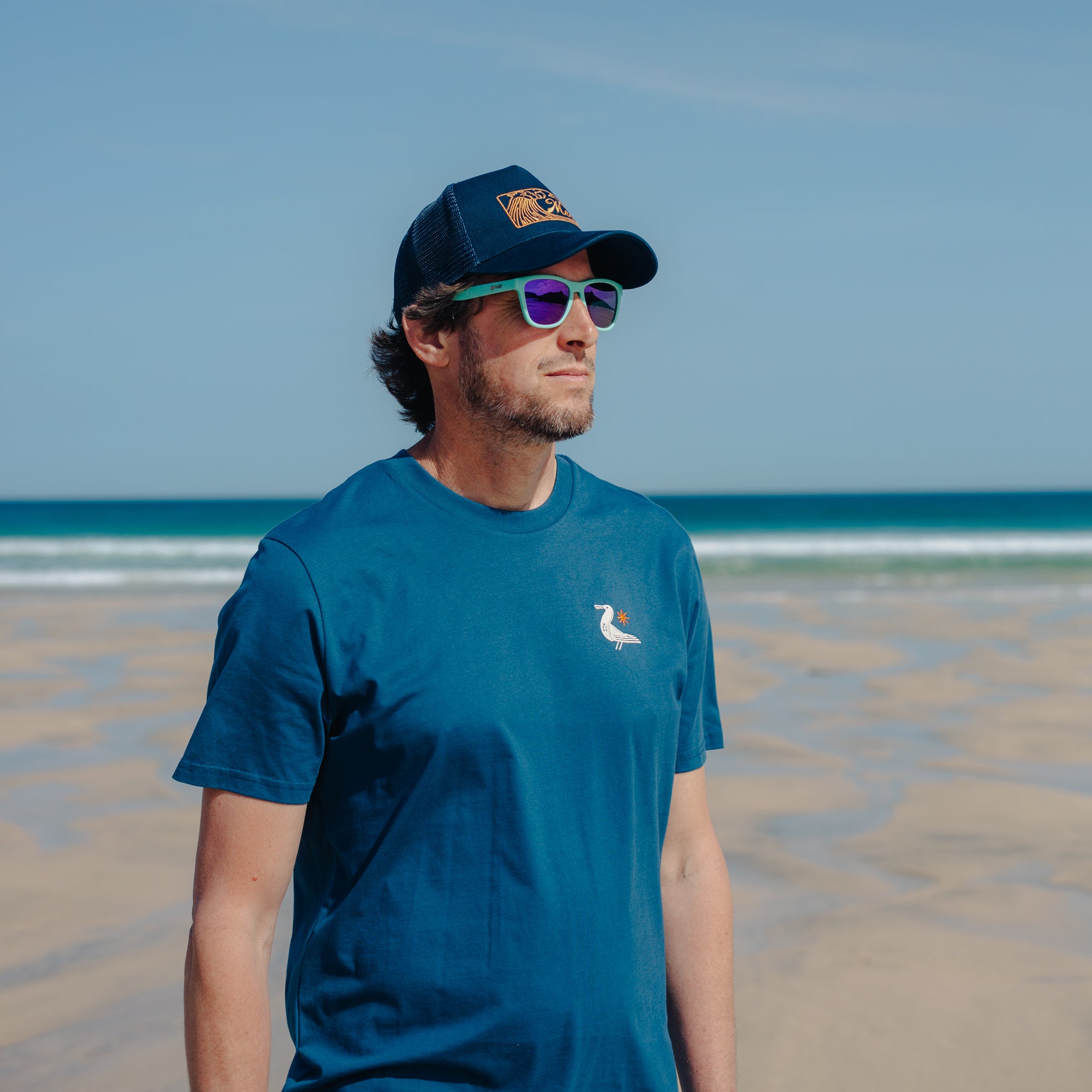 Da Bird Embroidered T-Shirt - Deep Blue