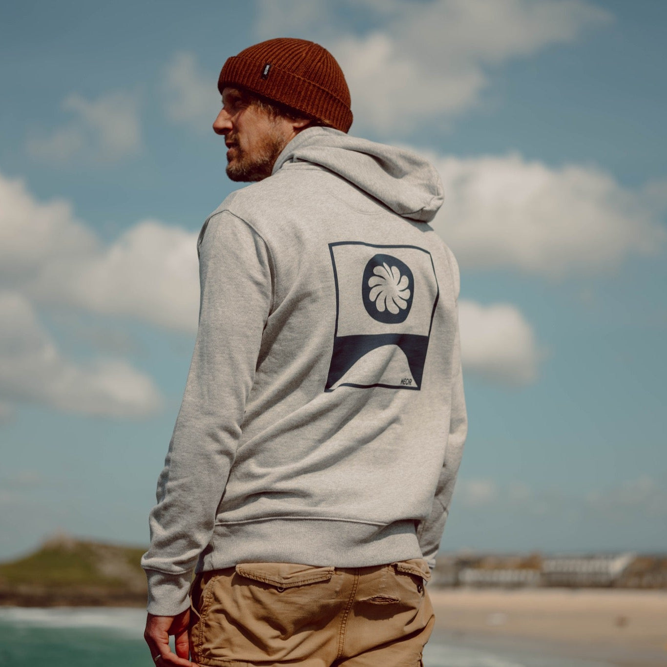 Pullover Hoodie Neon Riot Waves Hoodie Soft Blue Palm Leaves Dream