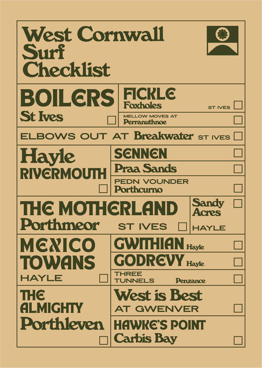 West Cornwall Surf Checklist A3