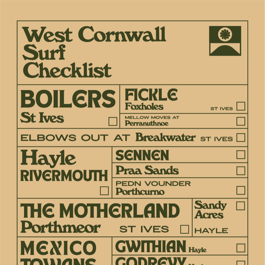 West Cornwall Surf Checklist A3