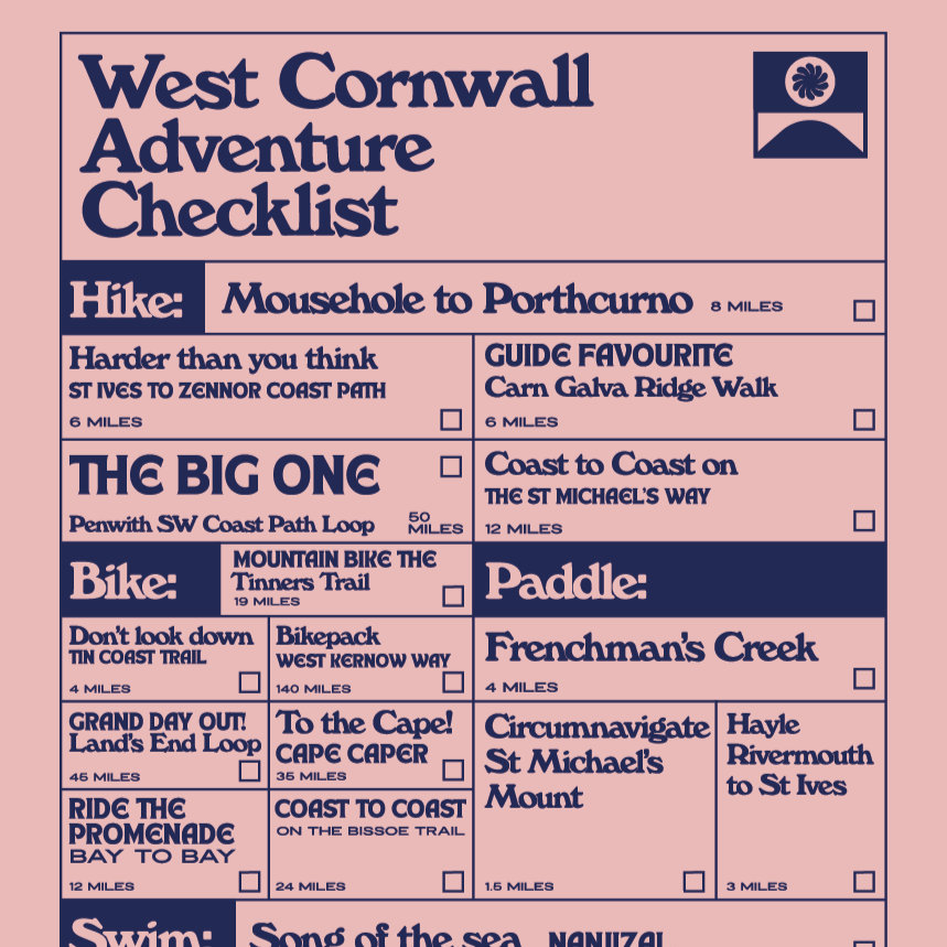 West Cornwall Adventure Checklist A3