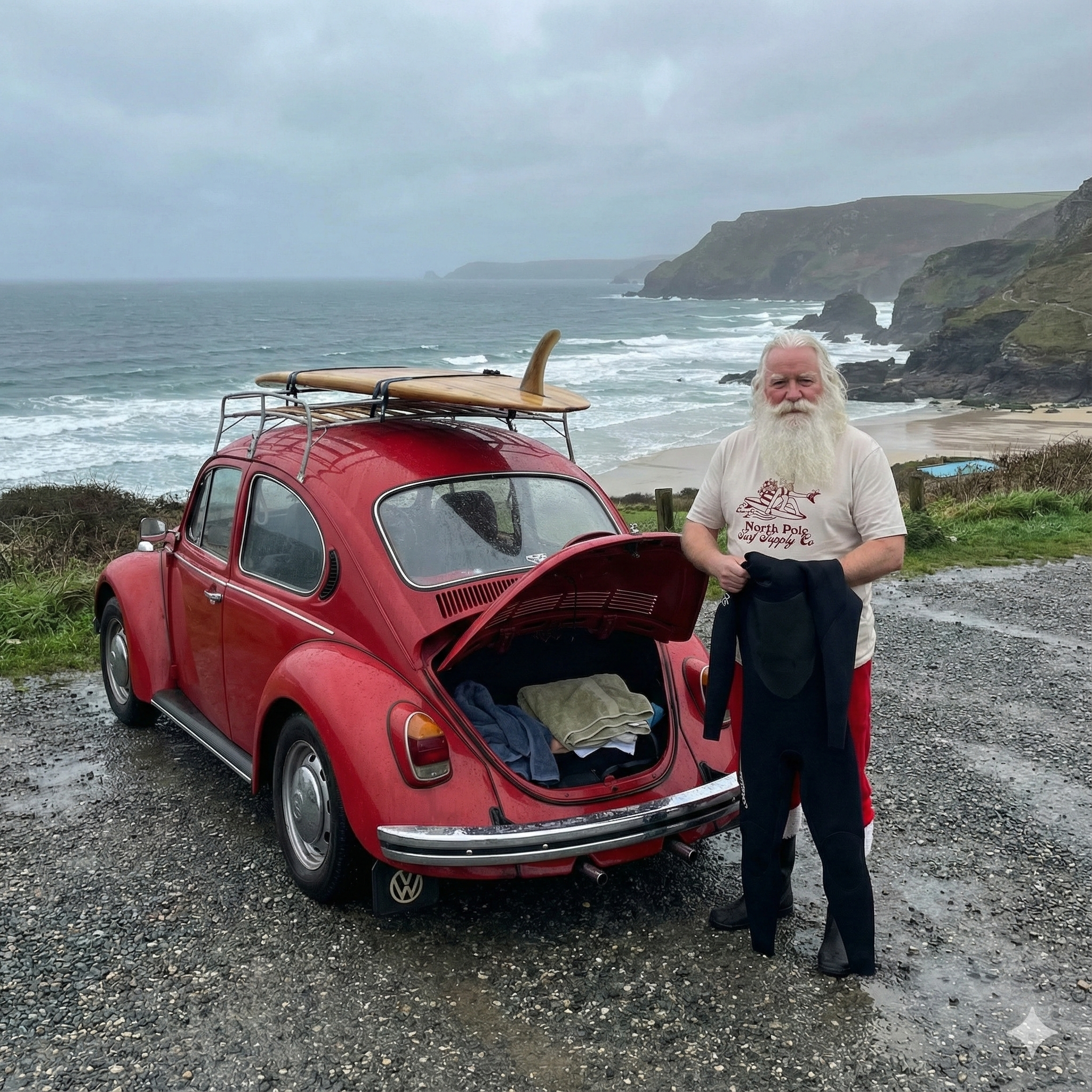 North Pole Surf Xmas Unisex T-Shirt Vintage White