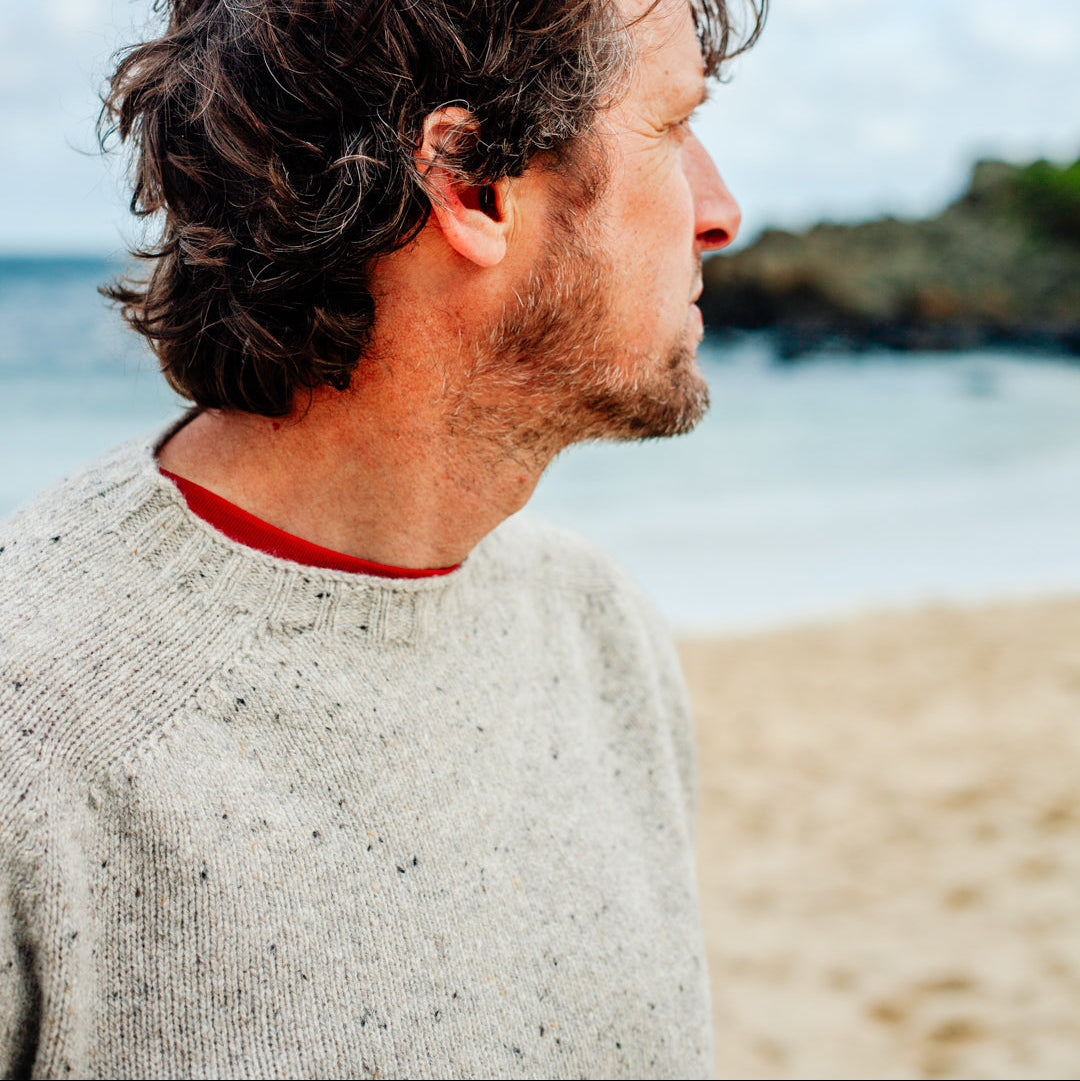 Fisherman Chunky Nep Wool Jumper Oat Unisex