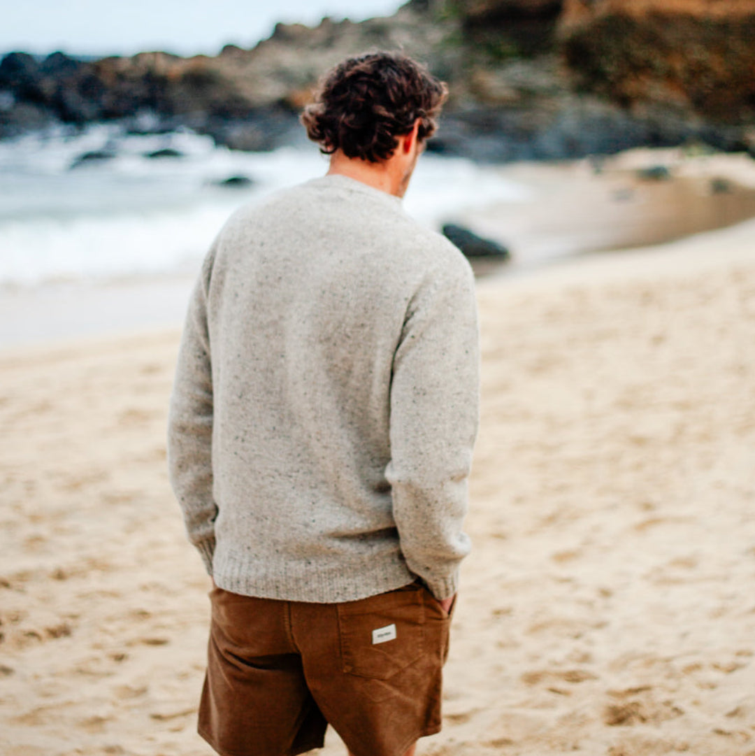 Fisherman Chunky Nep Wool Jumper Oat Unisex