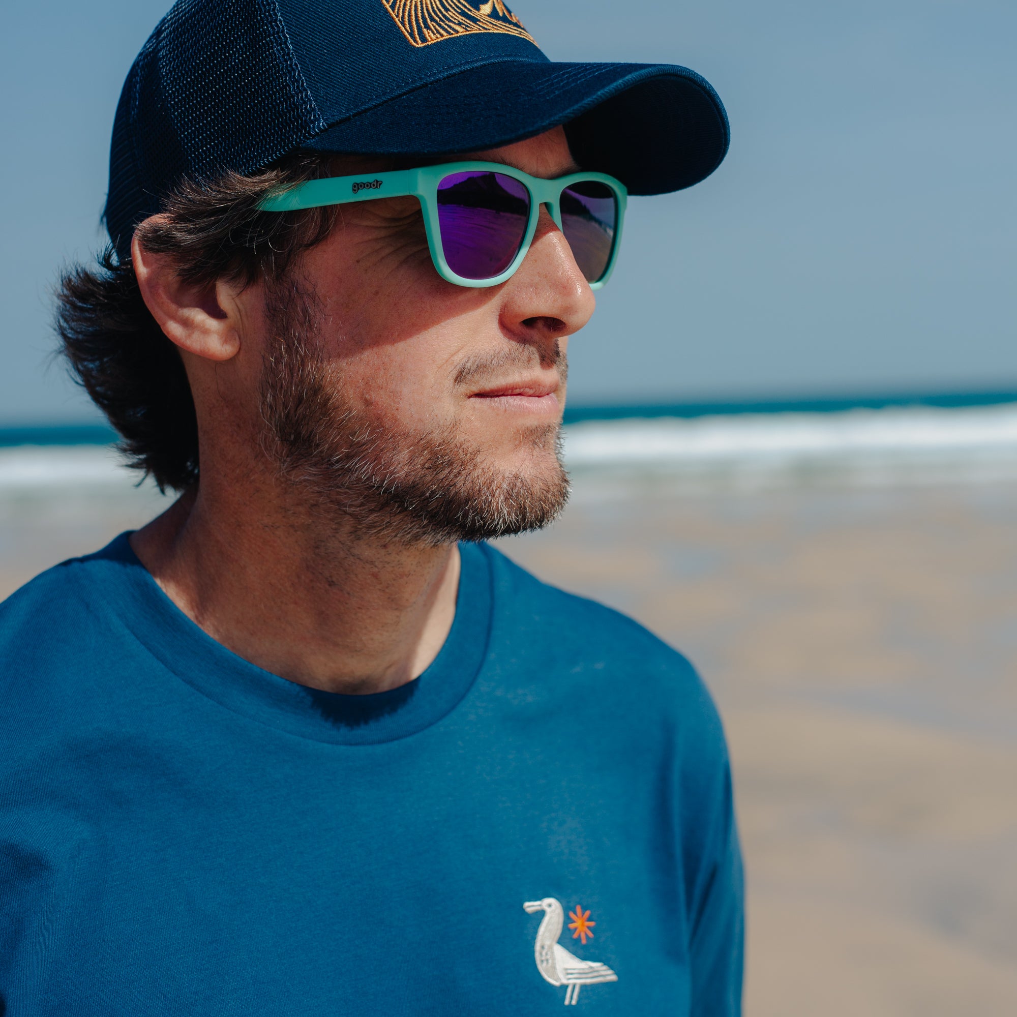 Da Bird Embroidered T-Shirt - Deep Blue