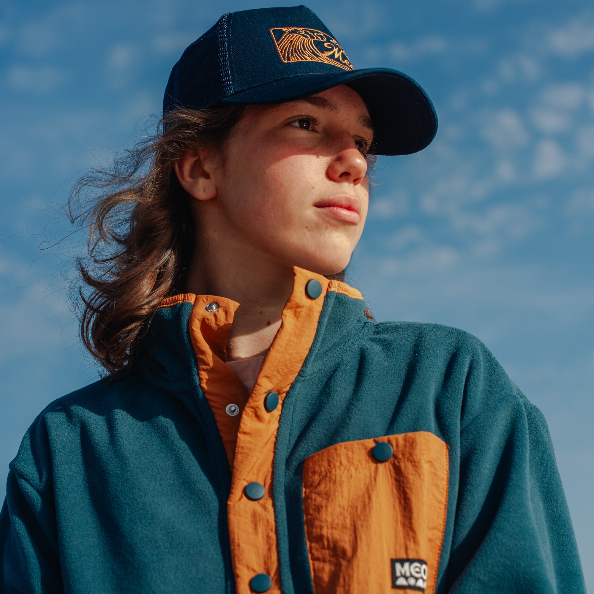 Gwenvor Unisex Quarter Snap Fleece Blue-Yellow