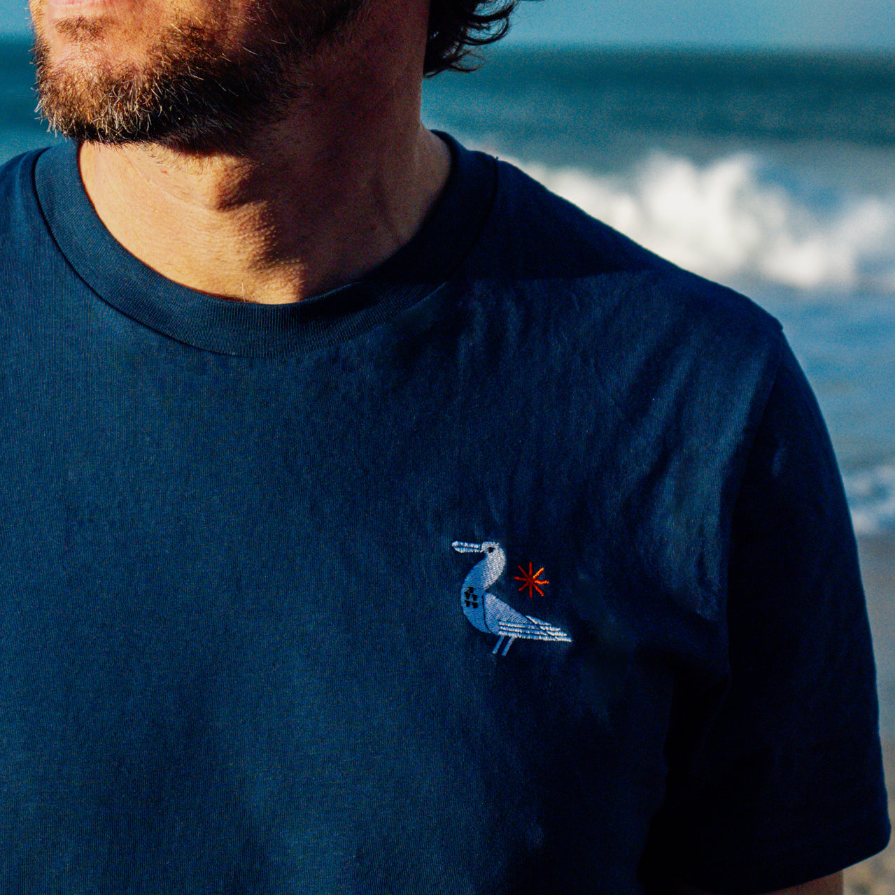 Da Bird Embroidered T-Shirt - Deep Blue